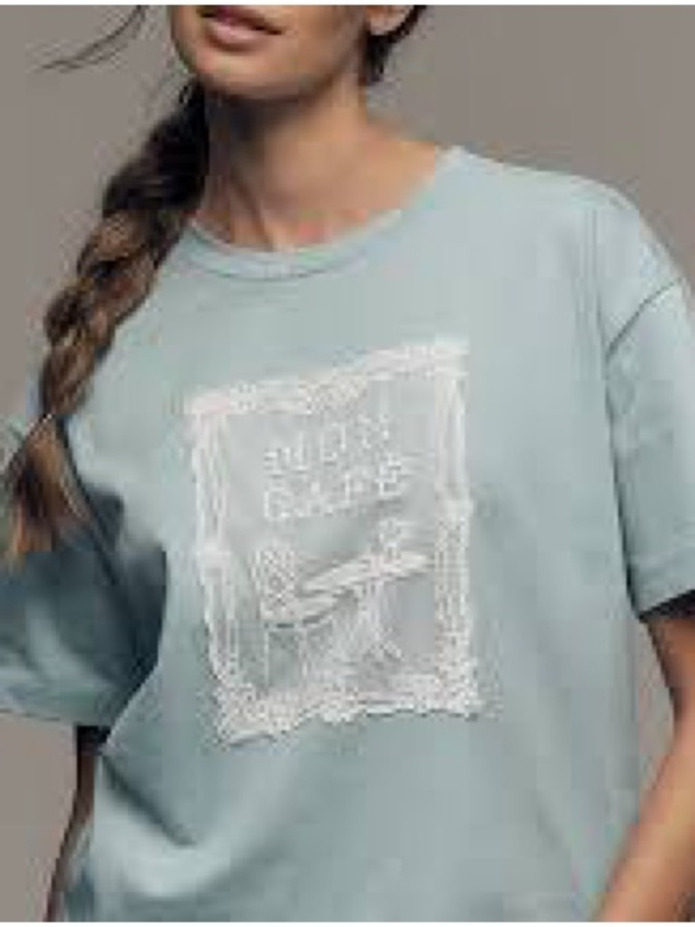 Anthropologie light blue Short Sleeve “Mon Cafe” Graphic Tee